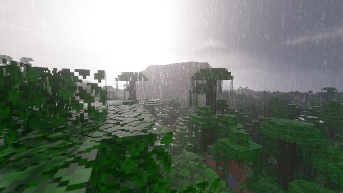 Folhas de árvores detalhadas no servidor Minecraft.